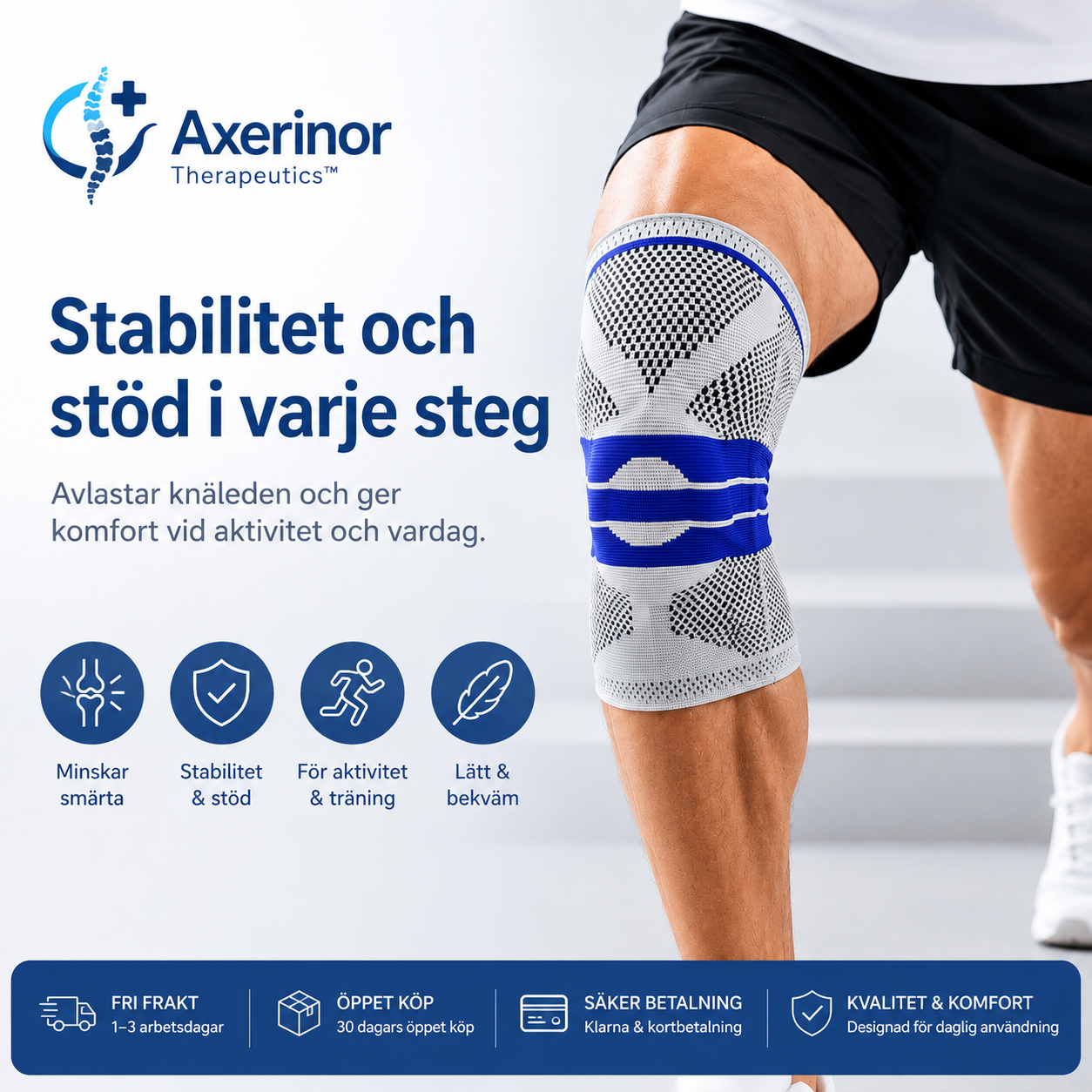 Axerinor Knästöd Pro™ – Stabilt stöd för aktiv vardag