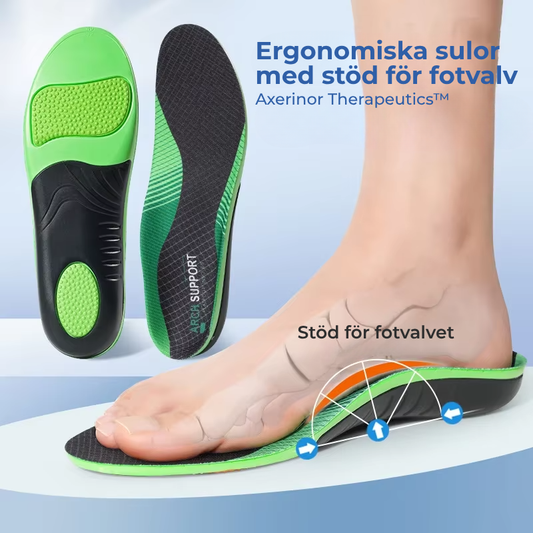 Ergonomiska stödsulor för fotvalv – Stabil komfort hela dagen | Axerinor Therapeutics™